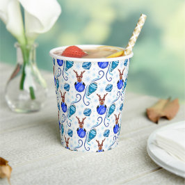 Cute Festive Blue Christmas Reindeer Pappbecher