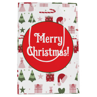 Cute festive editable Merry Christmas Mittlere Geschenktüte