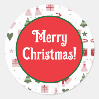 Cute festive editable Merry Christmas Runder Aufkleber