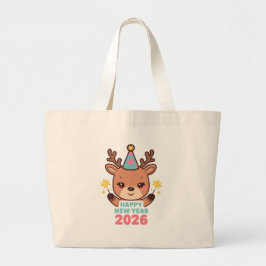 cute festive new year 2026 tote bag jumbo stoffbeutel