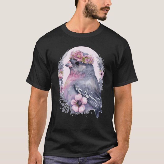Cute Finch Bird Flower Crown Pet Birds  1 T-Shirt (Vorderseite)