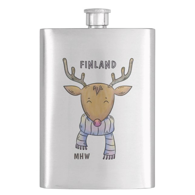 Cute Finlande Reindeer flacon monogramme personnal (devant)