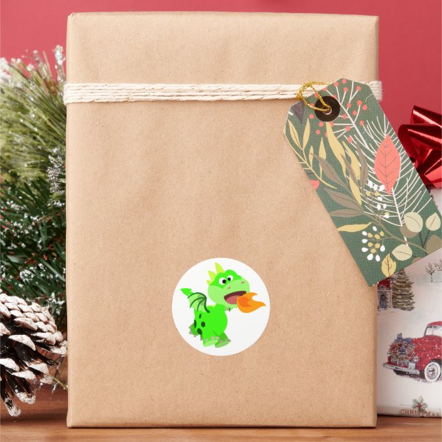Cute Fire-Spitting Cartoon Dragon Sticker (Feiertag)