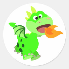 Cute Fire-Spitting Cartoon Dragon Sticker