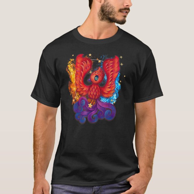 Cute Firebird Rising Phoenix Art T-Shirt Kids Todd (Vorderseite)