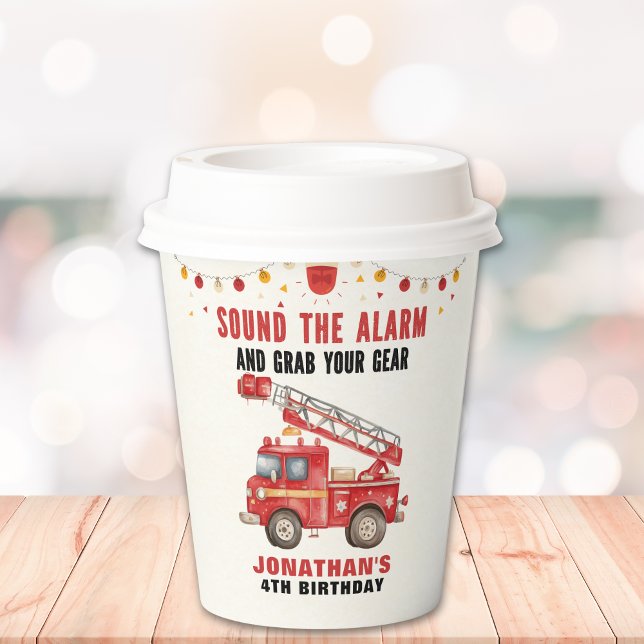 Cute Firefighter Birthday Boy  Pappbecher (Von Creator hochgeladen)