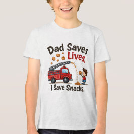 Cute Firefighthing Kids T-Shirt with Firetrucks Tri-Blend Shirt