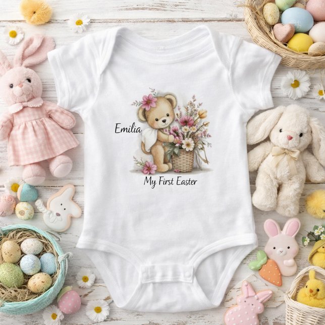 Cute First Easter Lion Illustration Baby Strampler (Von Creator hochgeladen)