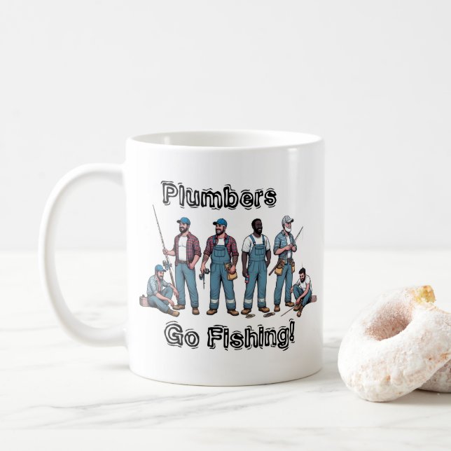 Cute FISHING & Plumbers Blues Personalize Kaffeetasse (Mit Donut)