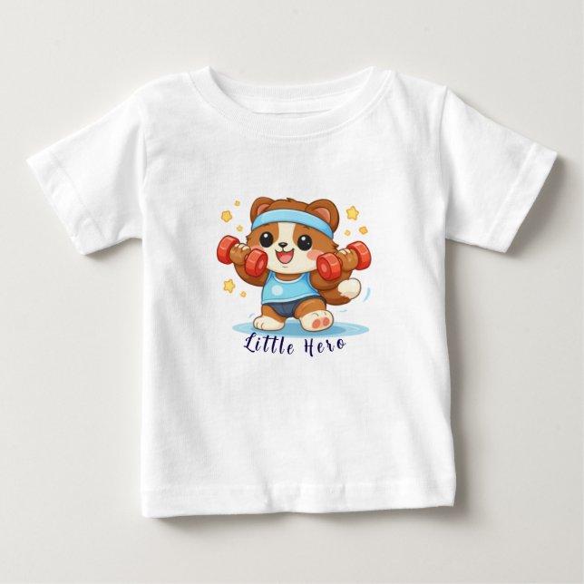 Cute Fitness Bear Baby T-shirt (Vorderseite)