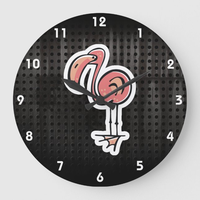 Cute Flamingo; Cool Große Wanduhr (Vorderseite)