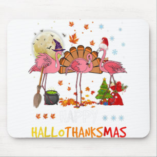Cute Flamingo HalloThanksmas Happy Halloween Thank Mousepad