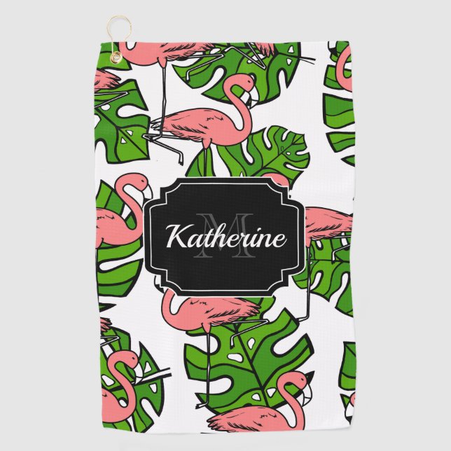 Cute Flamingo Pattern Golfhandtuch (Vorderseite)