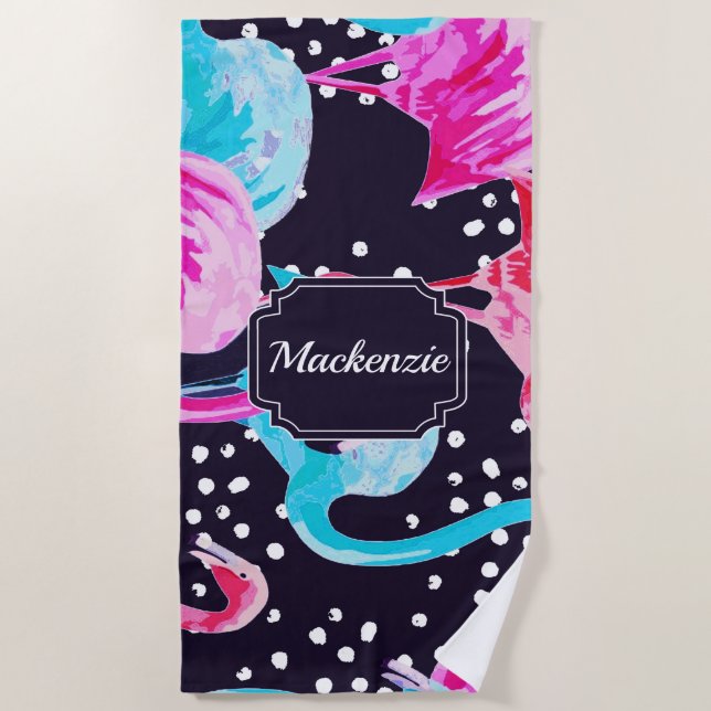 Cute Flamingo Pattern Strandtuch (Vorderseite)