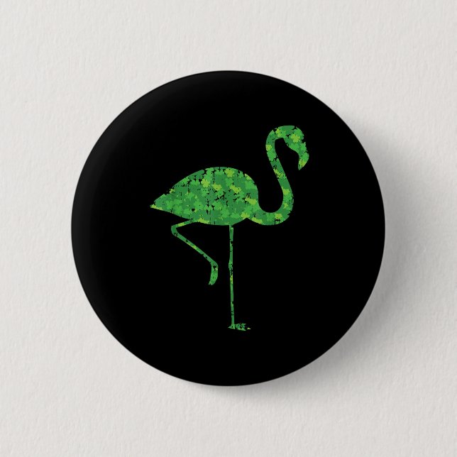 Cute Flamingo Shamrocks Shirt St Patricks Day Anim Button (Vorderseite)