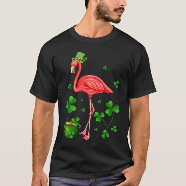 Cute Flamingo St Patrick's Day Leprechaun Hat Flam T-Shirt (Vorderseite)
