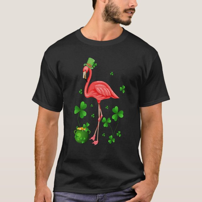Cute Flamingo St Patrick's Day Leprechaun Hat Flam T-Shirt (Vorderseite)