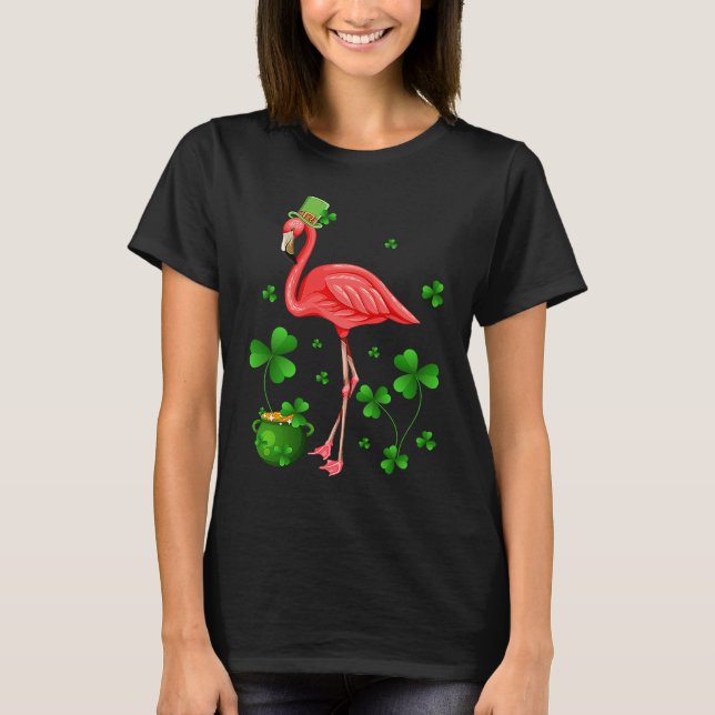 Cute Flamingo St Patrick's Day Leprechaun Hat Flam T-Shirt (Vorderseite)