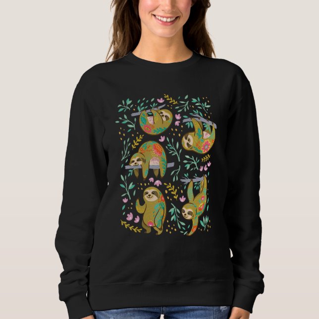 Cute floral baby sloth set sweatshirt (Vorderseite)