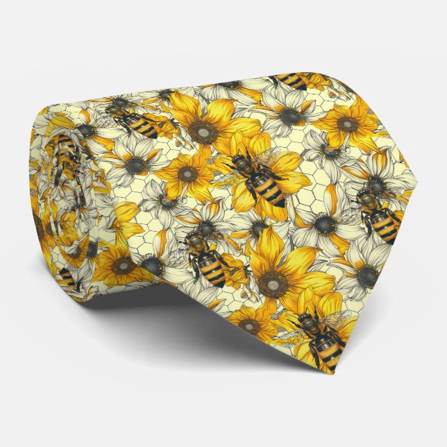 Cute floral bee tiled pattern krawatte (Gerollt)