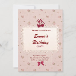 Cute Floral Bow Coquette Anniversaire Invitation
