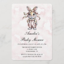 Cute Floral Bunny Girl Baby Shower 
