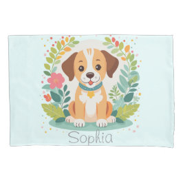 Cute Floral Dog Puppy Baby Girl Kissenbezug