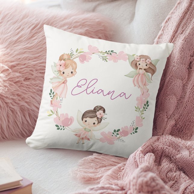 Cute Floral Fairy Girls Personalised Cushion Kissen (Von Creator hochgeladen)