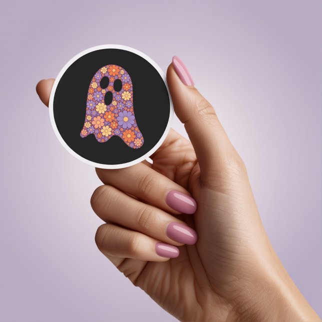 Cute Floral Ghost Boo Sticker Halloween (Von Creator hochgeladen)