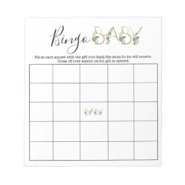 Cute Floral Greenery Slogan Baby Shower Bingo Game Notizblock