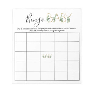 Cute Floral Greenery Slogan Baby Shower Bingo Game Notizblock