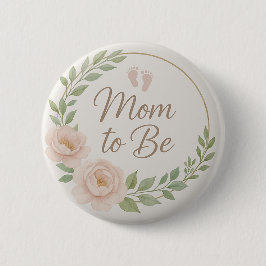 Cute Floral Mom to Be Button