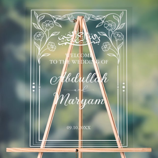 Cute Floral musulman Mariage islamique Bienvenue (Créateur téléchargé)