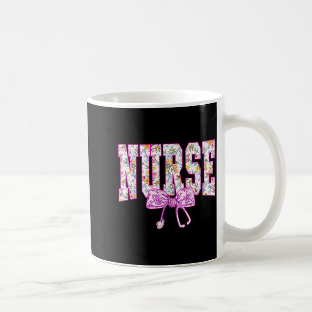 Cute Floral Nk Nurse Coquette Bow Stethoscope Nurs Kaffeetasse (Rechts)