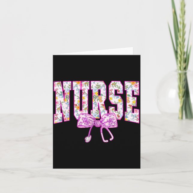 Cute Floral Nk Nurse Coquette Bow Stethoscope Nurs Karte (Vorderseite)