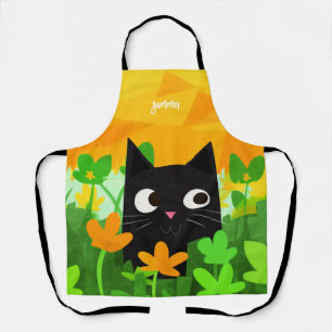 Cute floral noir tablier pour Amoureux de les chat