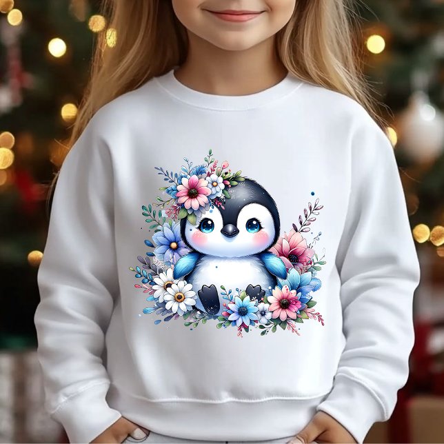 Cute Floral Penguin Winter Illustration T-Shirt (Créateur téléchargé)
