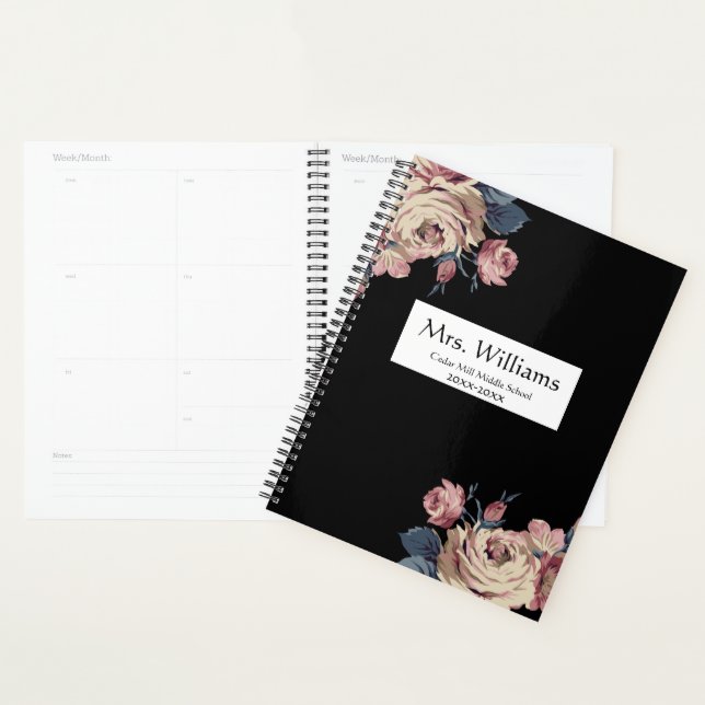 Cute Floral Personnalisé Professeur Planificateur (Devant avec enveloppe)