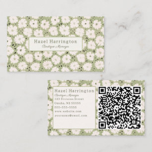 Cute Floral QR Code Cartes de visite Whimsy