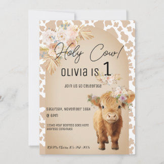 Cute Floral Saint Vache Barnyard Invitation Annive