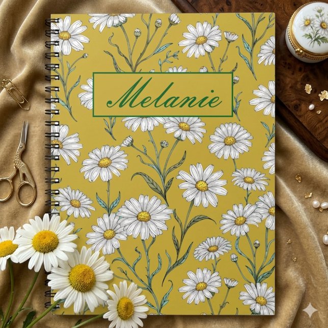 Cute Floral Spring Daisy Personalized Notebook Notizblock (Von Creator hochgeladen)