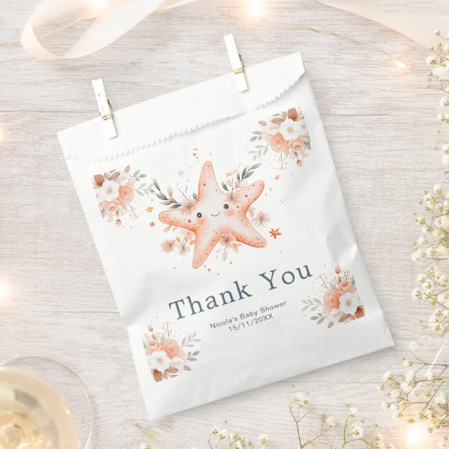 Cute Floral Starfish Baby Shower Geschenktütchen (Ausgeschnitten)