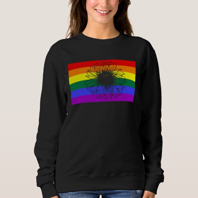 Cute Floral Sunflower LGBTQ Gay Pride Flag Queer F Sweatshirt (Vorderseite)