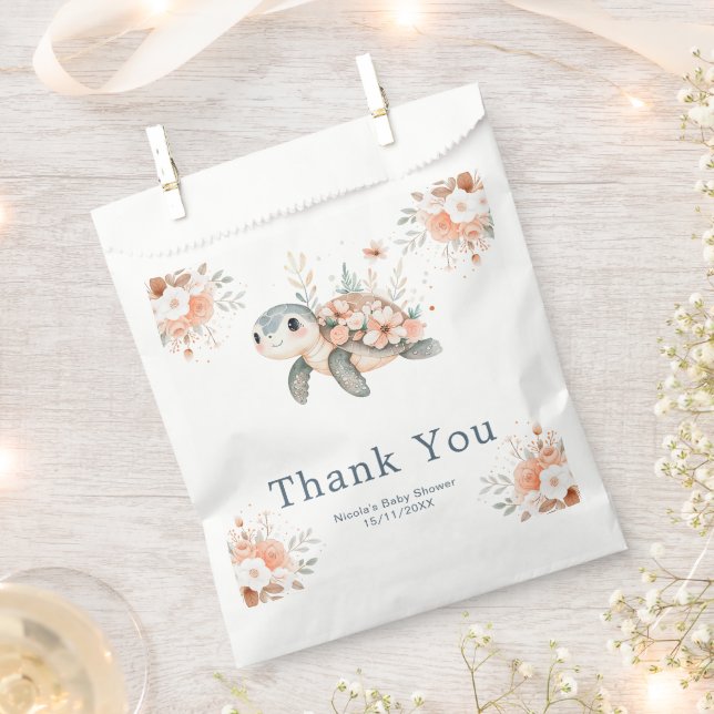 Cute Floral Turtle Baby Shower Geschenktütchen (Ausgeschnitten)
