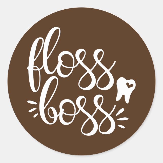 Cute Floss Boss Dentist Dental Hygienist RDH Runder Aufkleber (Vorderseite)