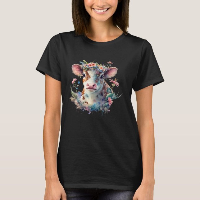 Cute Flower Cow T-Shirt (Vorderseite)