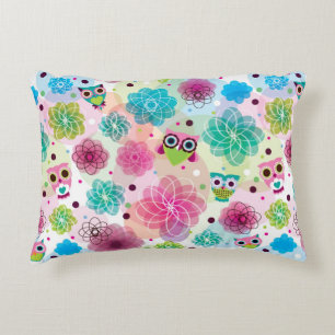 Cute flower owl background pattern dekokissen