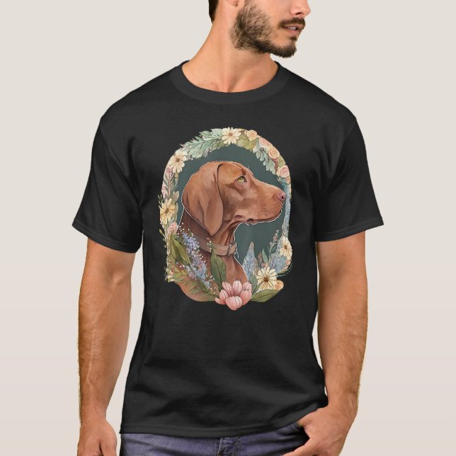 Cute Flower summer Floral Vizsla 3 T-Shirt (Vorderseite)