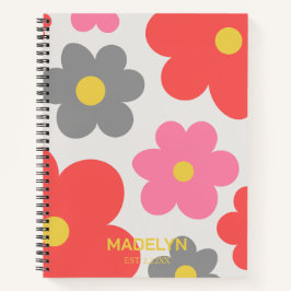 Cute flowers Red Custom script Spiral Notebook Notizbuch