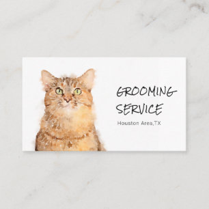 Cute Fluffy Orange Chat Grooming Carte de visite